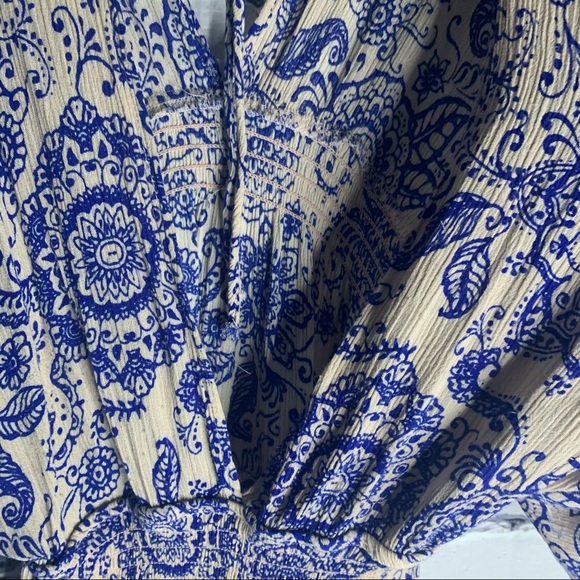 Miley Molly Long Maxi Blue Beige Floral Dress - Picture 6 of 10